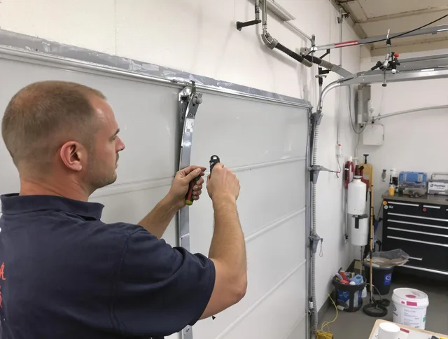 Before and after garage door dent repair by Northborough Garage Door Repair in Northborough