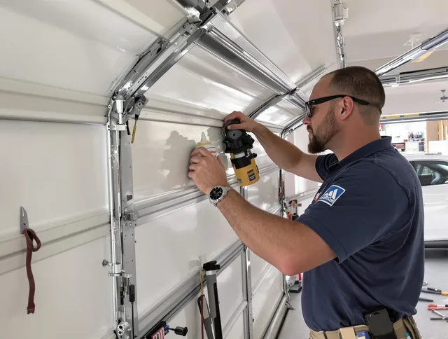 Northborough Garage Door Repair technician quieting a noisy garage door in Northborough