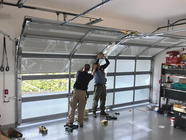 Northborough Garage Door Repair expert performing precise panel replacement on Northborough garage door